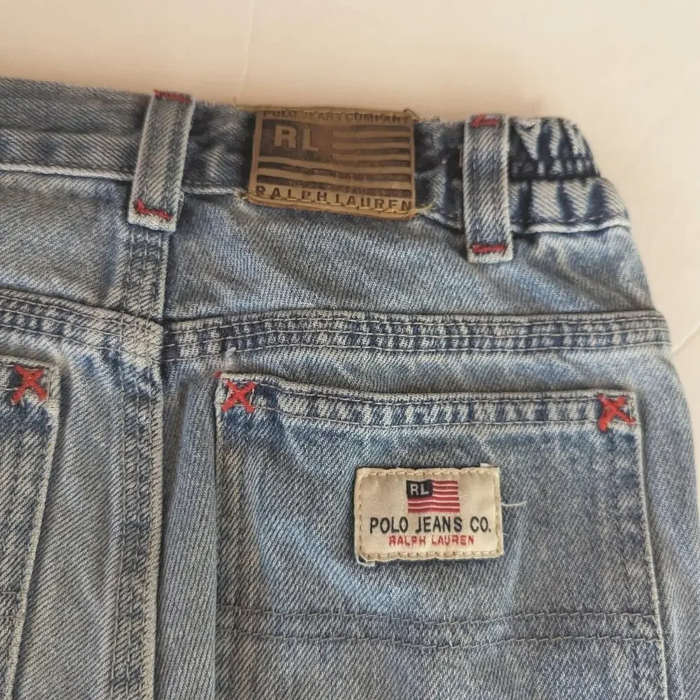 Vtg 90s Polo Jeans Ralph Lauren Shorts 5 Denim Bermuda Knee
